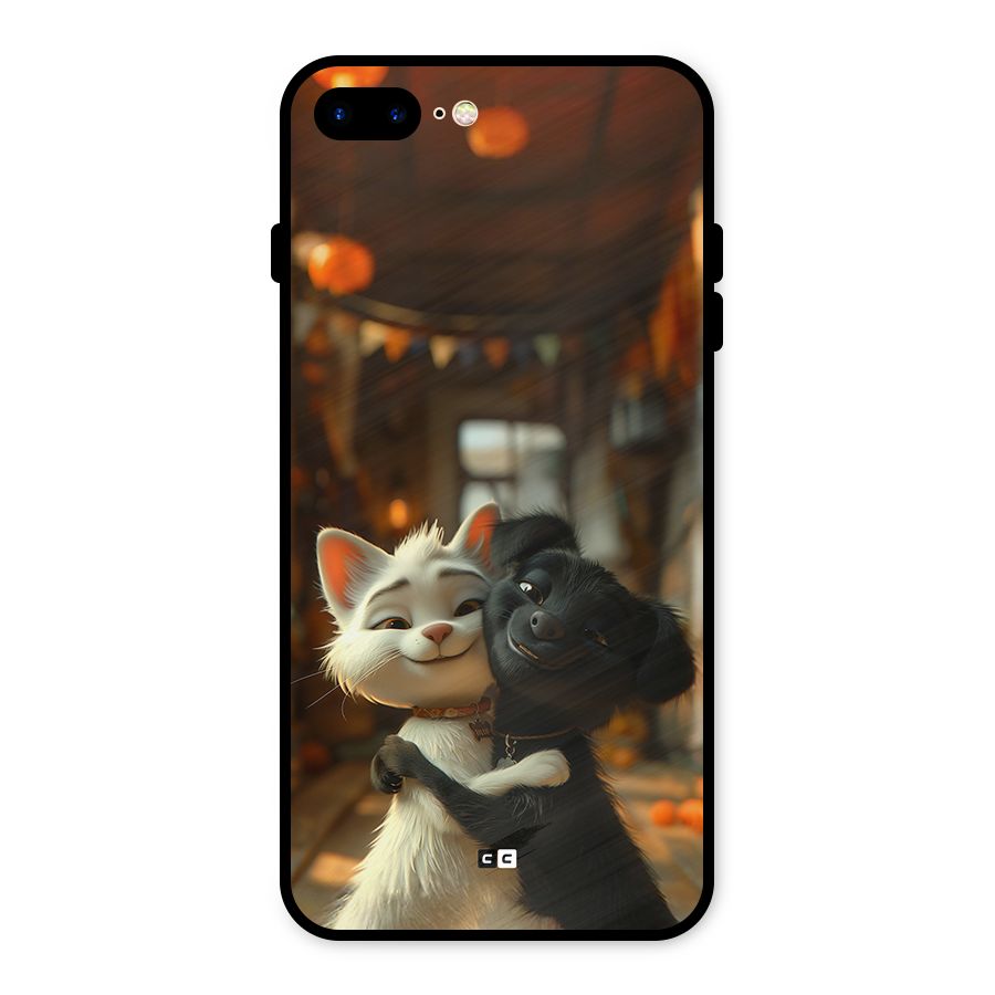 Cute Cat Dog Metal Back Case for iPhone 7 Plus