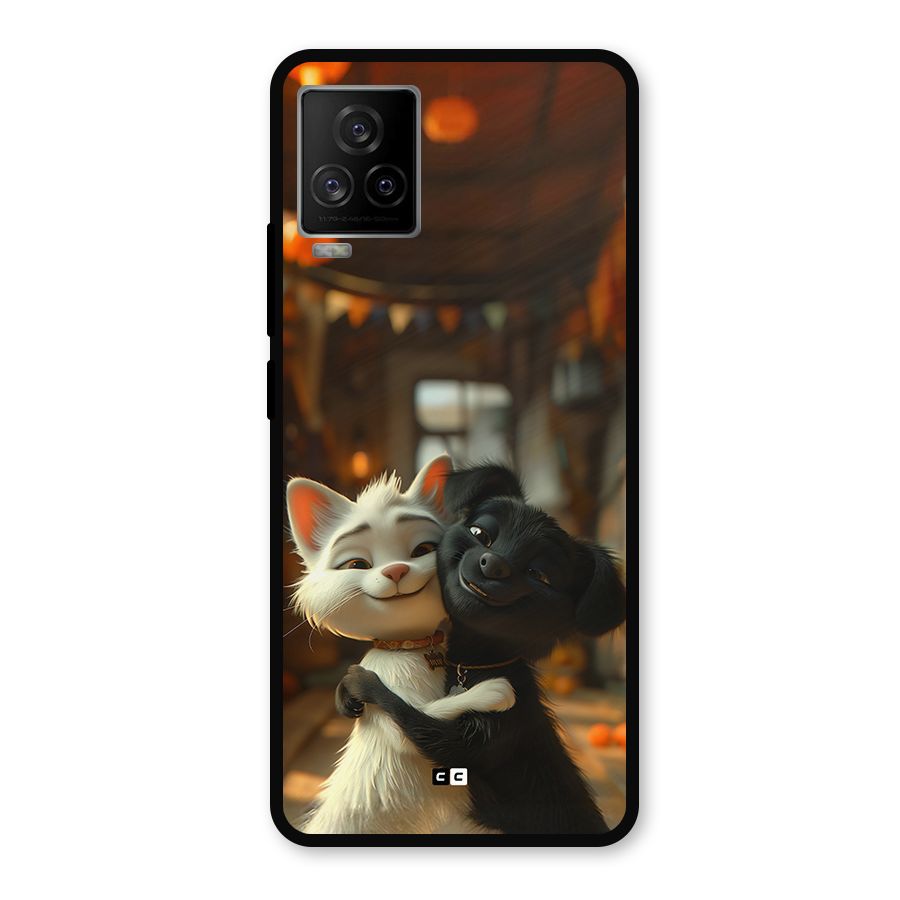 Cute Cat Dog Metal Back Case for iQOO 7 Legend 5G