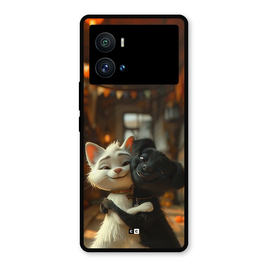Cute Cat Dog Metal Back Case for iQOO 9 Pro