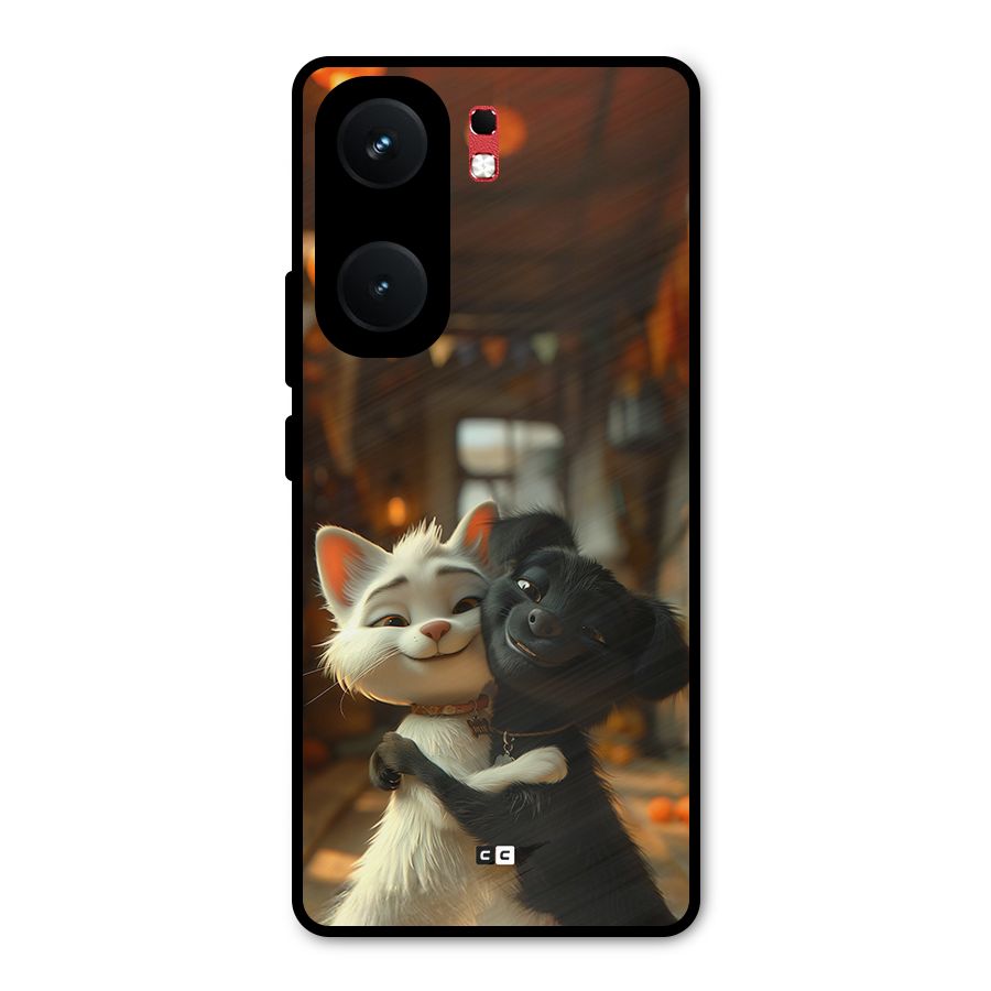 Cute Cat Dog Metal Back Case for iQOO Neo 9 Pro