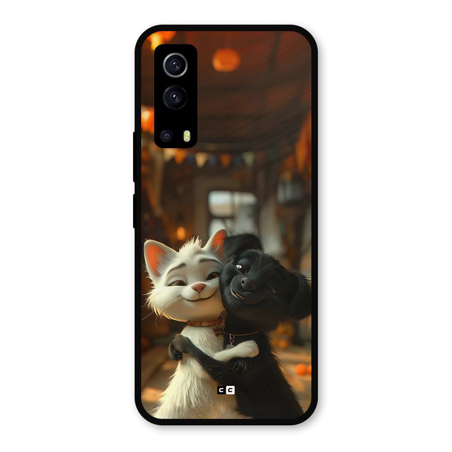 Cute Cat Dog Metal Back Case for iQOO Z3