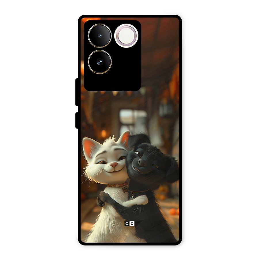 Cute Cat Dog Metal Back Case for iQOO Z7 Pro