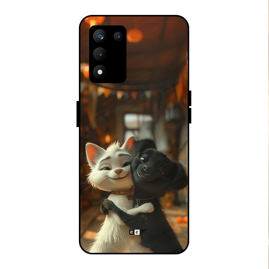 Cute Cat Dog Metal Back Case for realme 9 5G SE