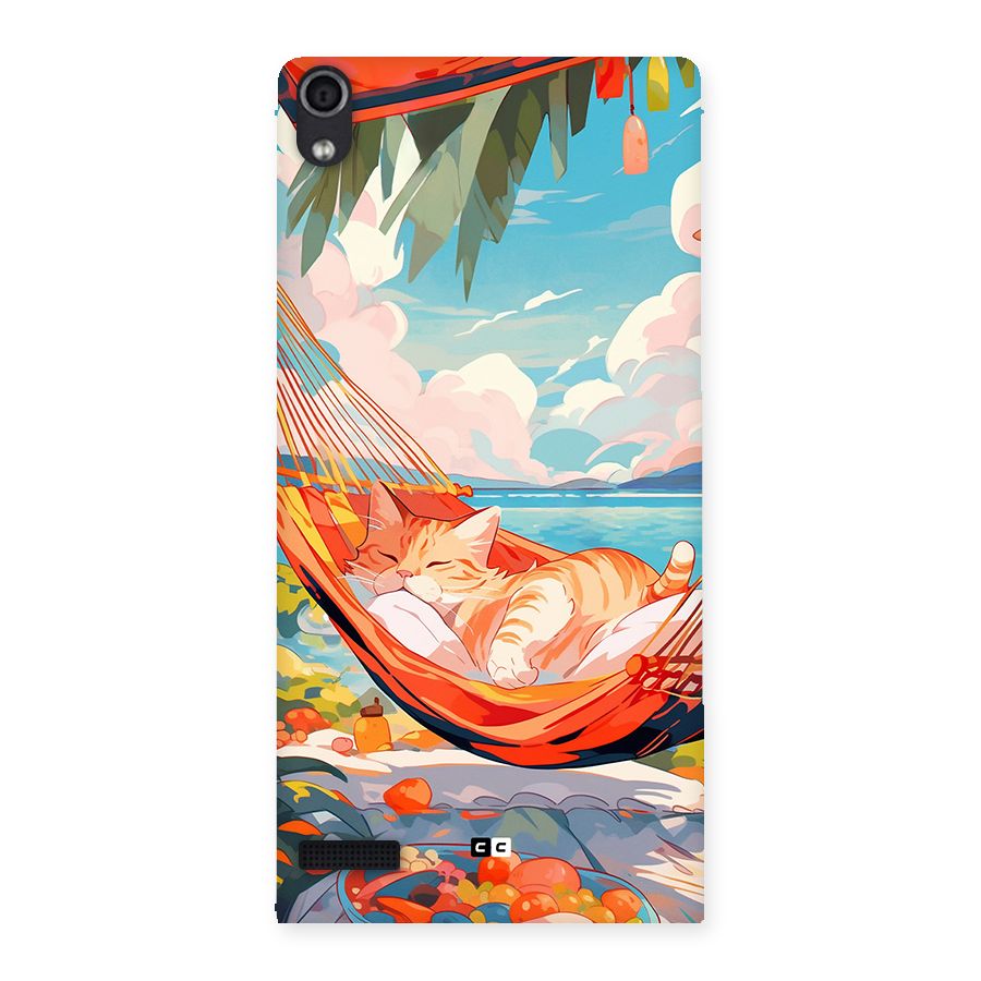 Cute Cat On Beach Back Case for Ascend P6