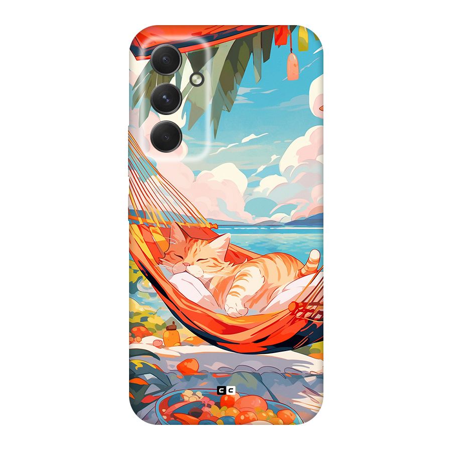 Cute Cat On Beach Back Case for Galaxy A54
