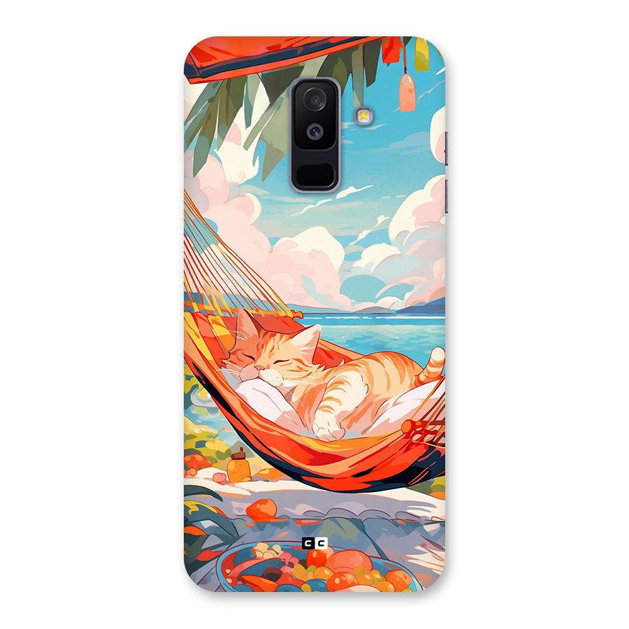 Cute Cat On Beach Back Case for Galaxy A6 Plus