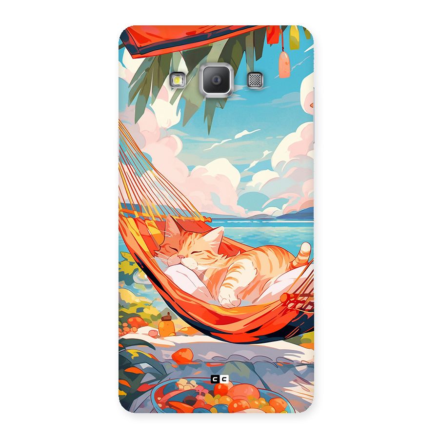 Cute Cat On Beach Back Case for Galaxy A7