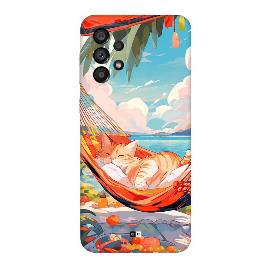 Cute Cat On Beach Back Case for Galaxy A73 5G