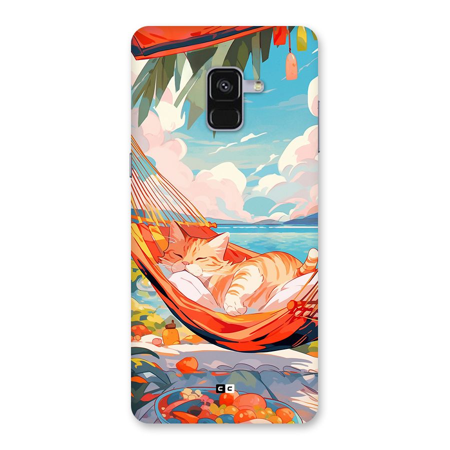 Cute Cat On Beach Back Case for Galaxy A8 Plus