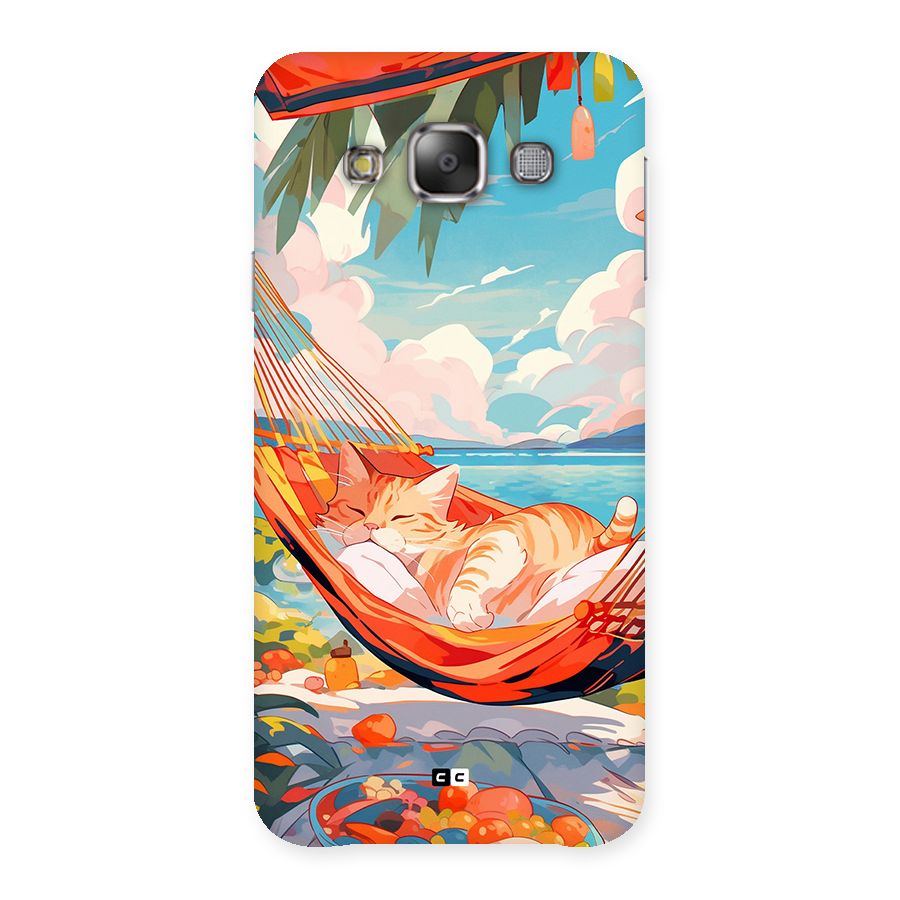 Cute Cat On Beach Back Case for Galaxy E7