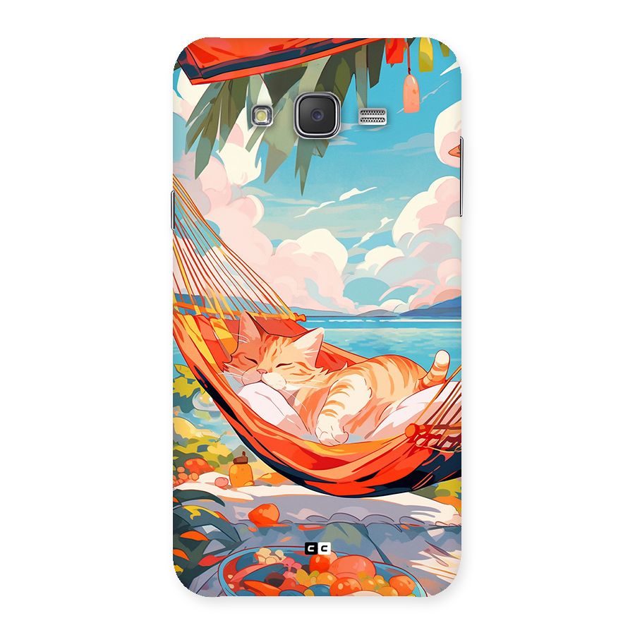 Cute Cat On Beach Back Case for Galaxy J7