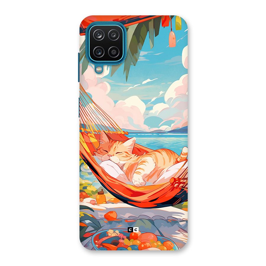 Cute Cat On Beach Back Case for Galaxy M12