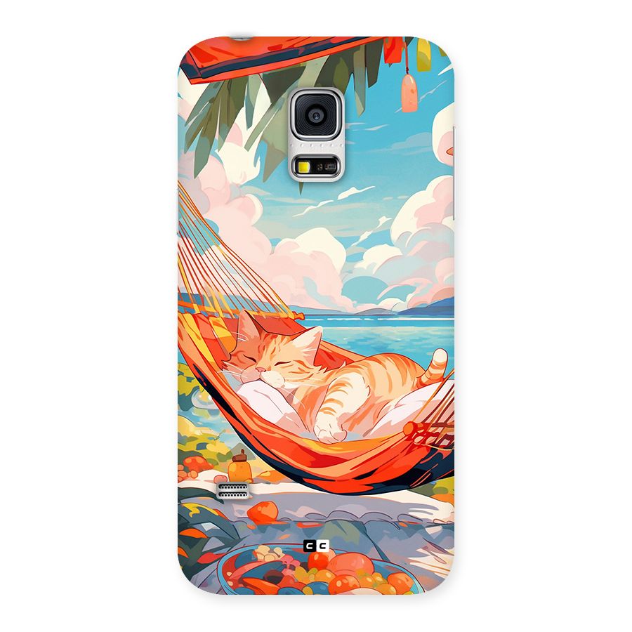 Cute Cat On Beach Back Case for Galaxy S5 Mini