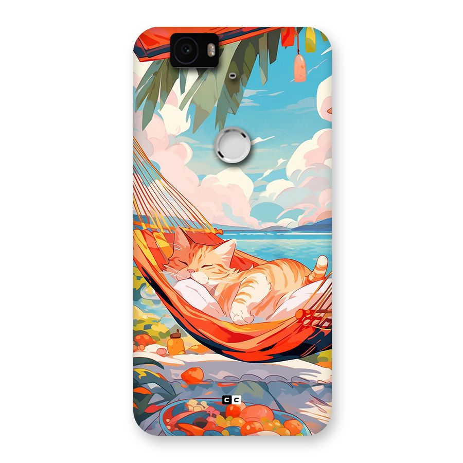 Cute Cat On Beach Back Case for Google Nexus 6P