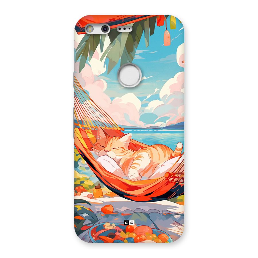 Cute Cat On Beach Back Case for Google Pixel