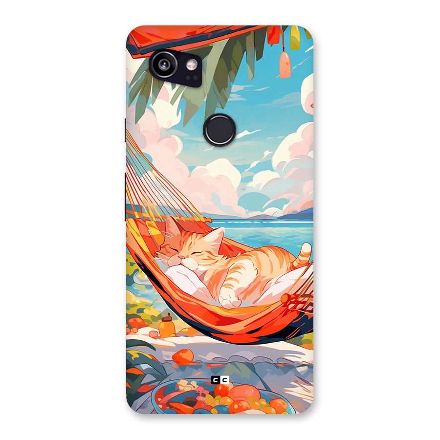 Cute Cat On Beach Back Case for Google Pixel 2 XL