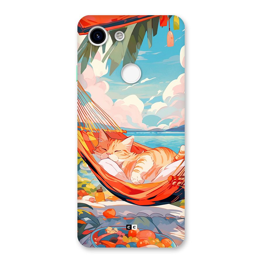 Cute Cat On Beach Back Case for Google Pixel 3