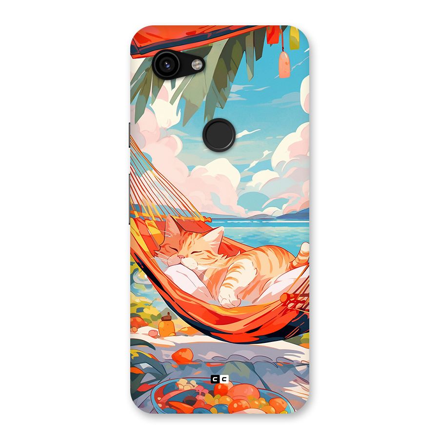Cute Cat On Beach Back Case for Google Pixel 3a
