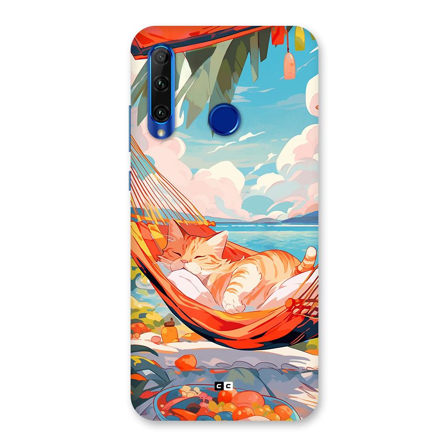 Cute Cat On Beach Back Case for Honor 20i