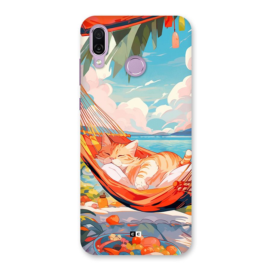 Cute Cat On Beach Back Case for Honor Play