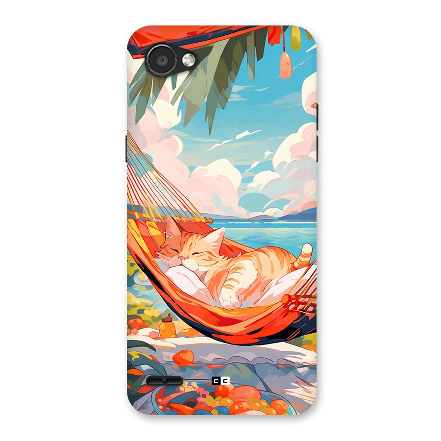Cute Cat On Beach Back Case for LG Q6