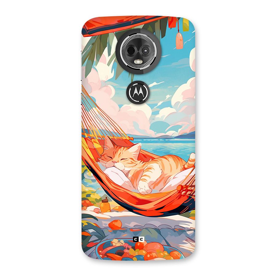 Cute Cat On Beach Back Case for Moto E5 Plus