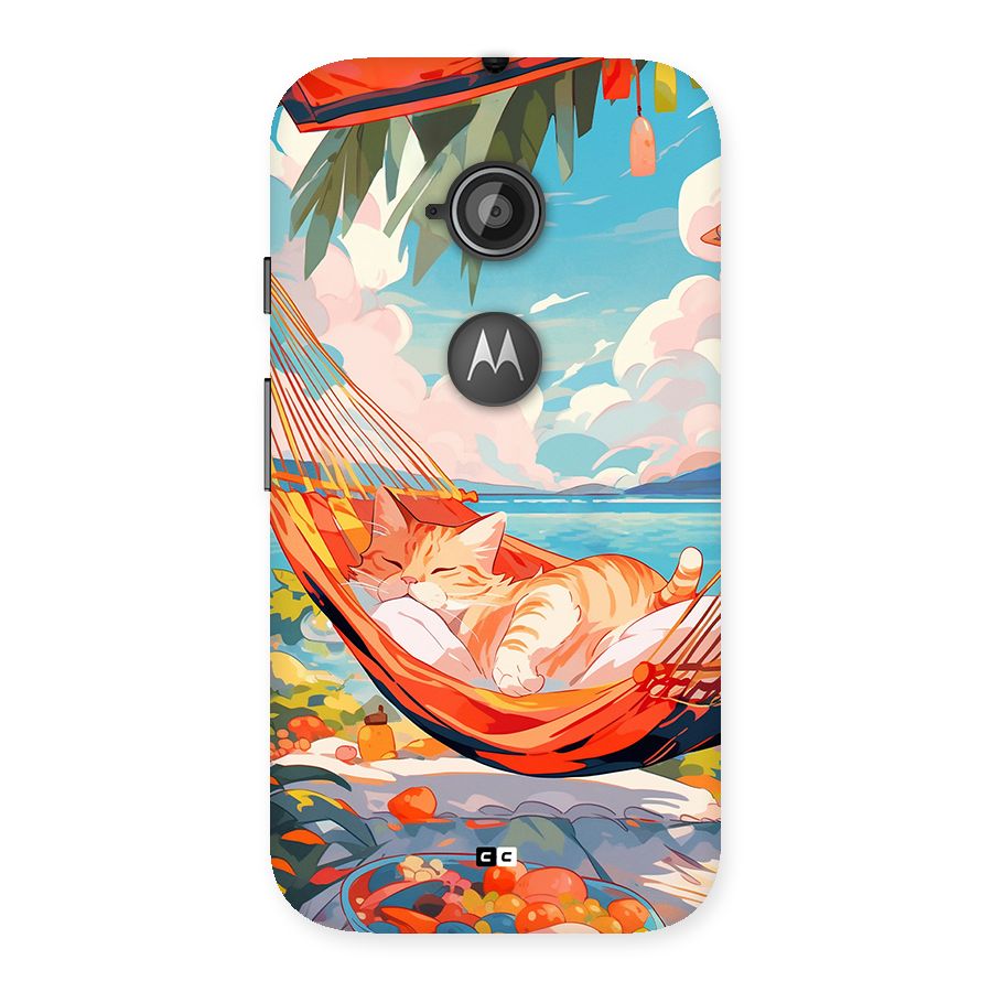 Cute Cat On Beach Back Case for Moto E 2nd Gen