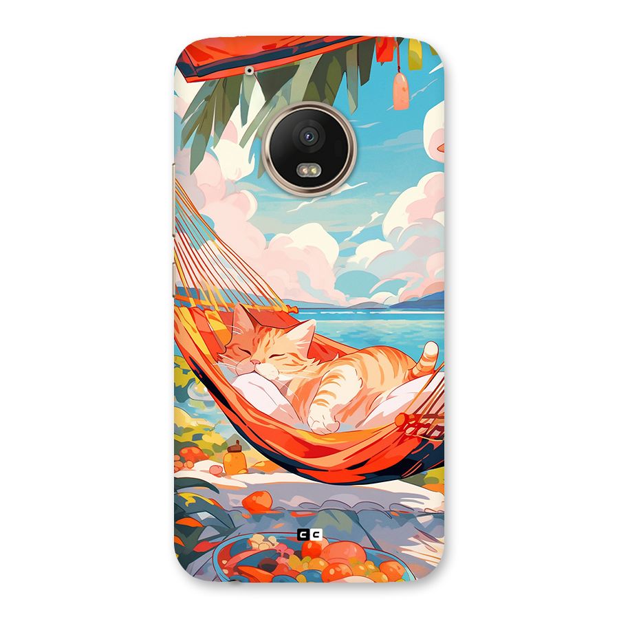 Cute Cat On Beach Back Case for Moto G5 Plus