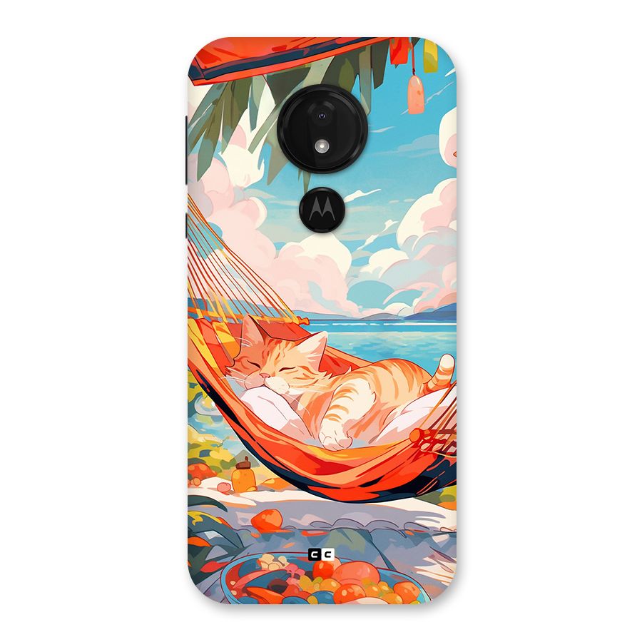 Cute Cat On Beach Back Case for Moto G7 Power