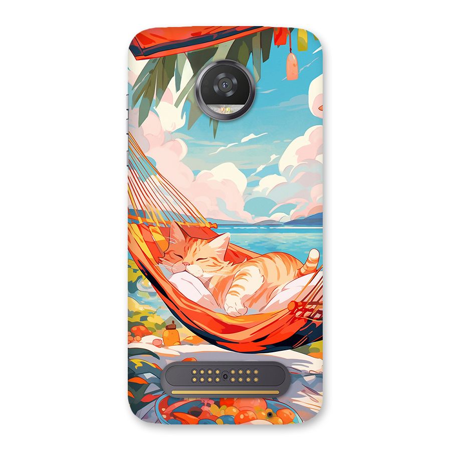 Cute Cat On Beach Back Case for Moto Z2 Play