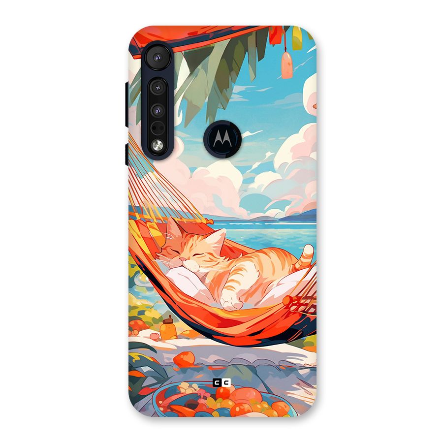 Cute Cat On Beach Back Case for Motorola One Macro