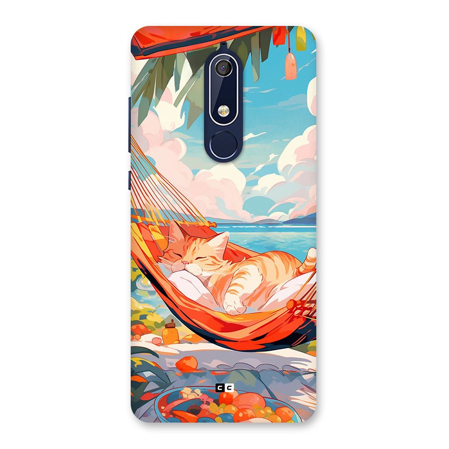 Cute Cat On Beach Back Case for Nokia 5.1
