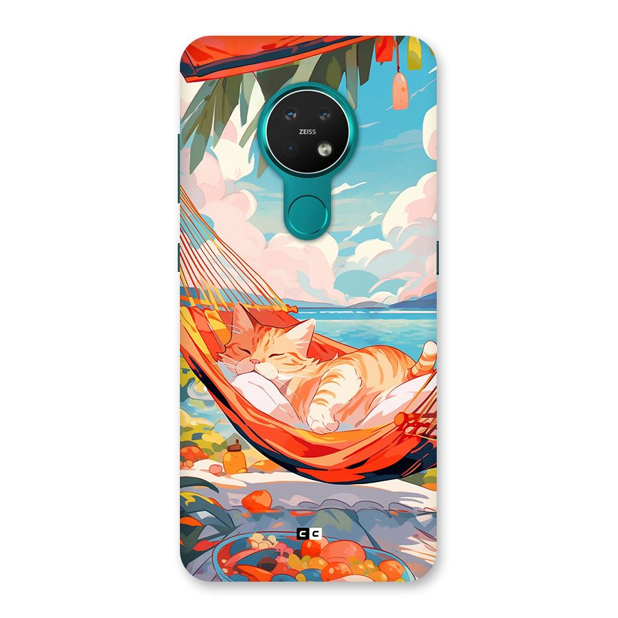 Cute Cat On Beach Back Case for Nokia 7.2