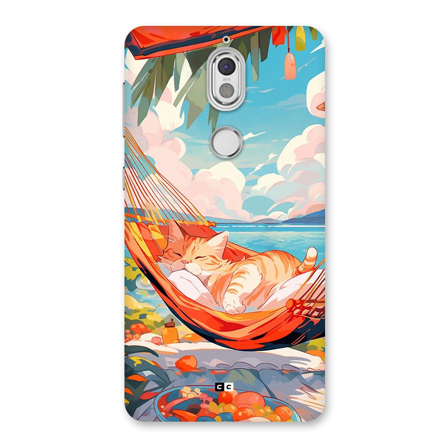 Cute Cat On Beach Back Case for Nokia 7
