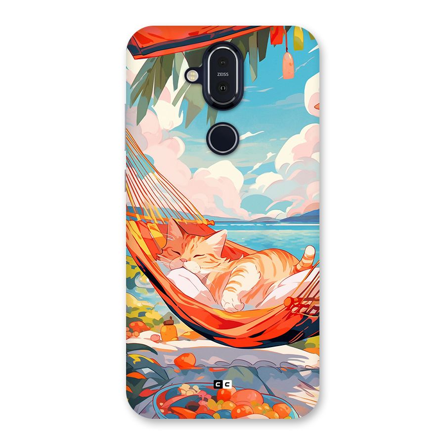 Cute Cat On Beach Back Case for Nokia 8.1