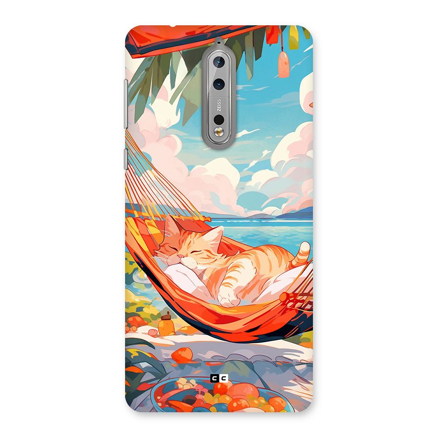 Cute Cat On Beach Back Case for Nokia 8