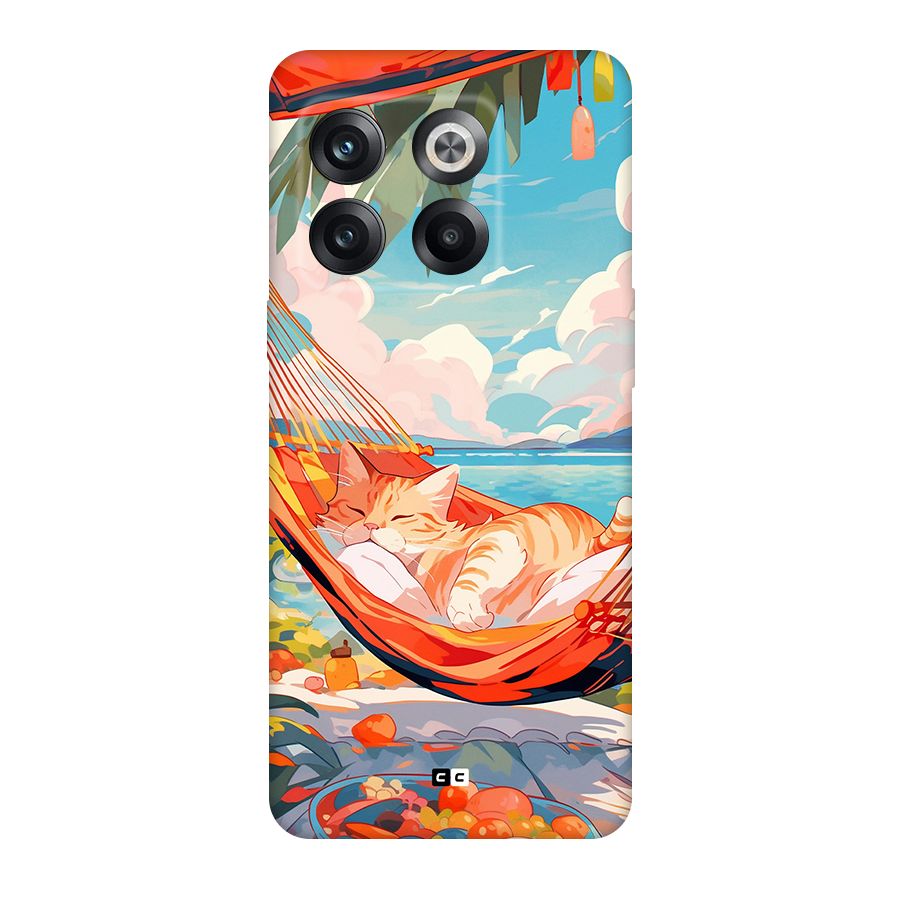 Cute Cat On Beach Back Case for OnePlus 10T