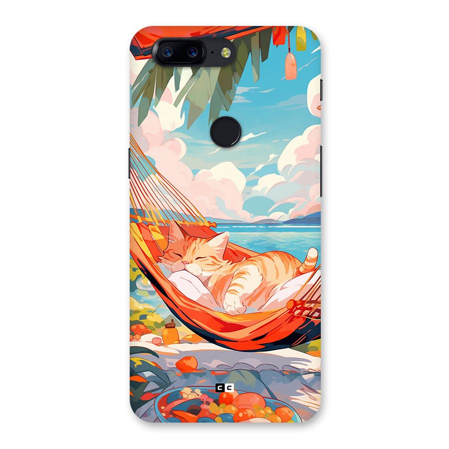 Cute Cat On Beach Back Case for OnePlus 5T