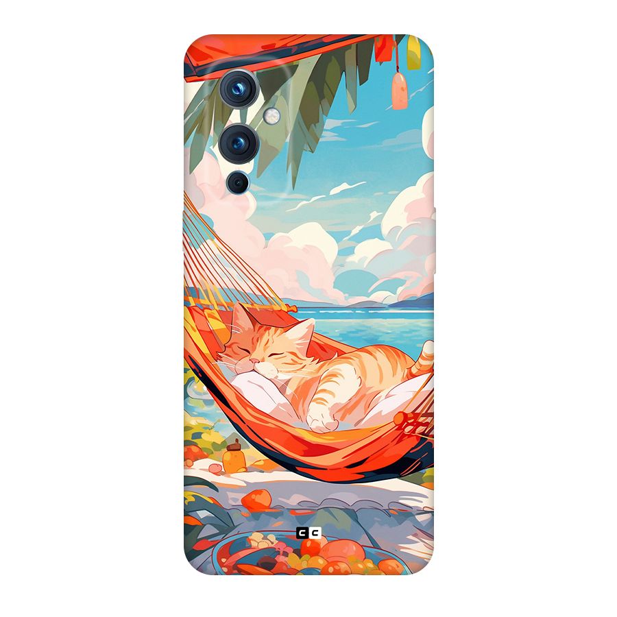 Cute Cat On Beach Back Case for OnePlus 9