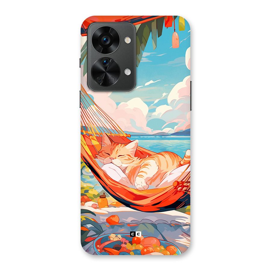 Cute Cat On Beach Back Case for OnePlus Nord 2T