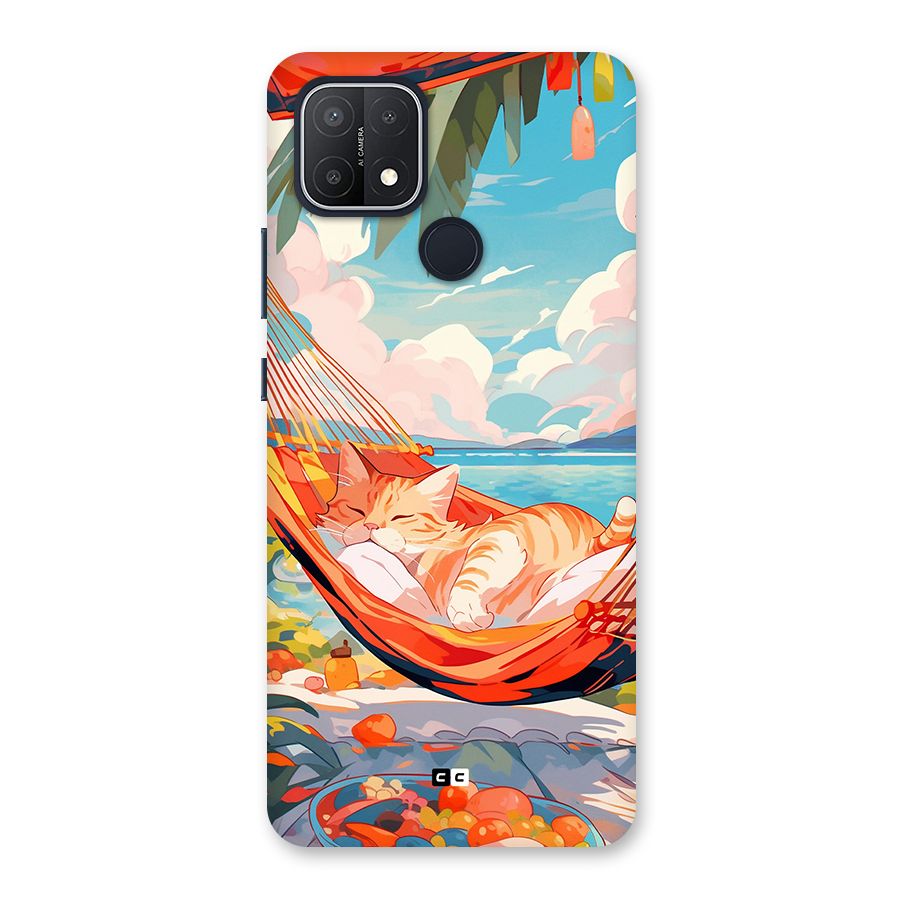 Cute Cat On Beach Back Case for Oppo A15s