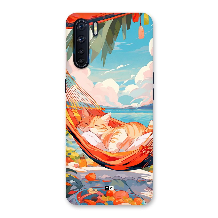 Cute Cat On Beach Back Case for Oppo F15