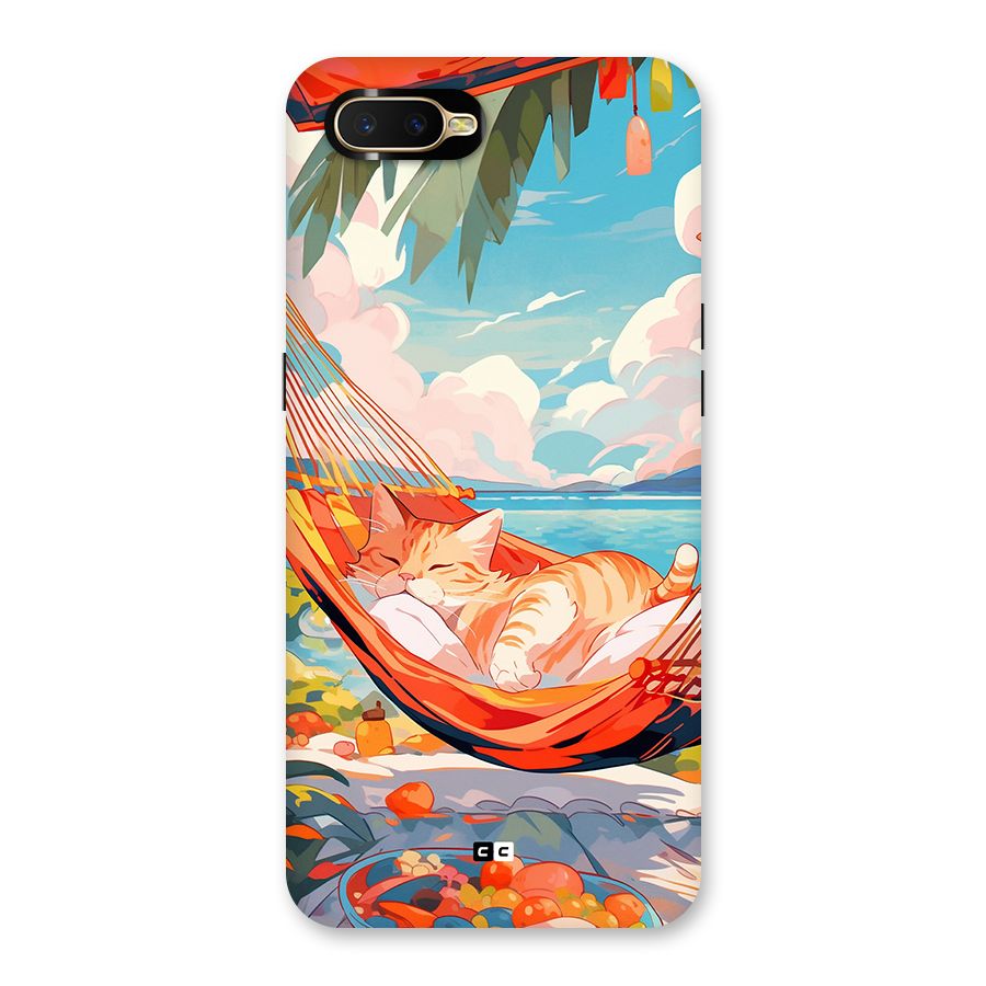 Cute Cat On Beach Back Case for Oppo K1