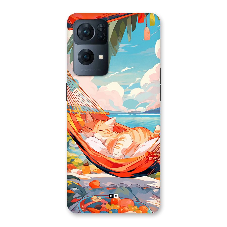 Cute Cat On Beach Back Case for Oppo Reno7 Pro 5G