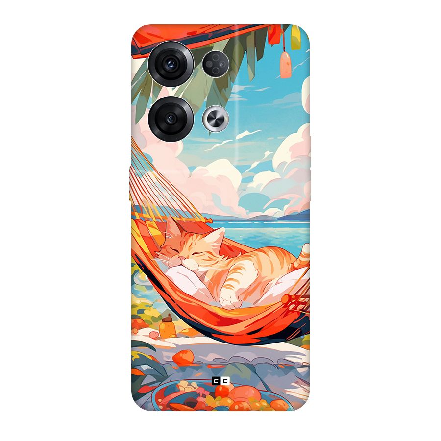 Cute Cat On Beach Back Case for Oppo Reno8 Pro 5G