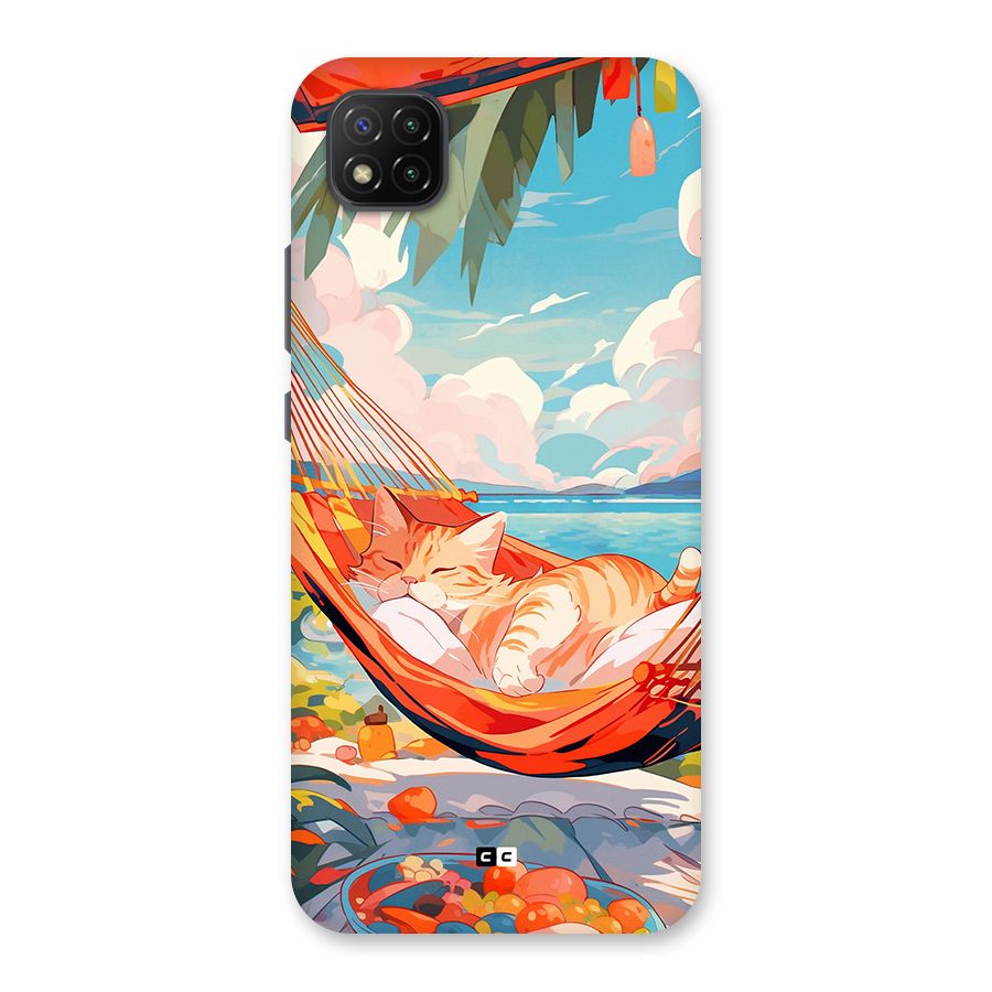 Cute Cat On Beach Back Case for Poco C3