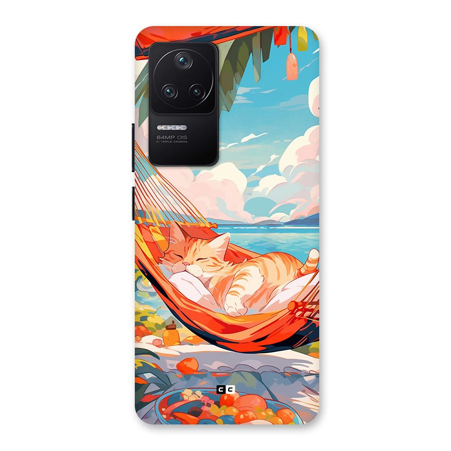Cute Cat On Beach Back Case for Poco F4 5G