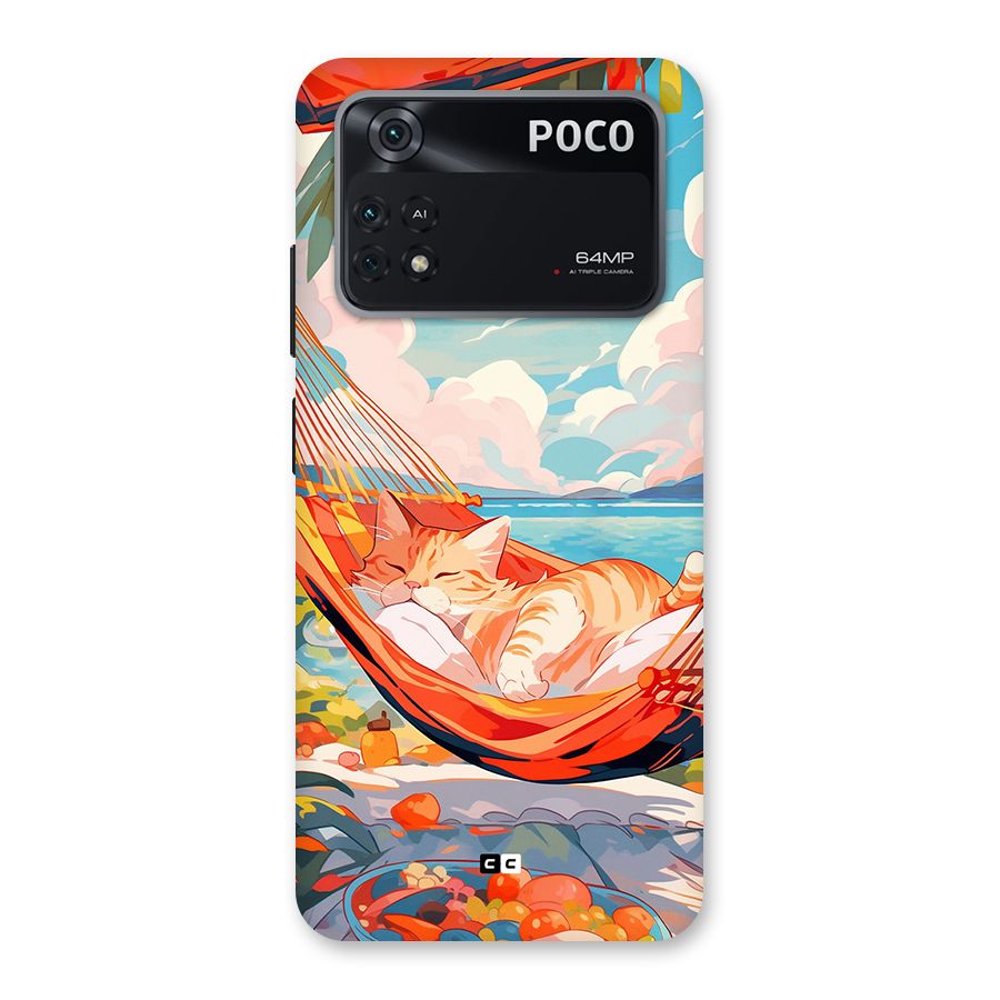 Cute Cat On Beach Back Case for Poco M4 Pro 4G