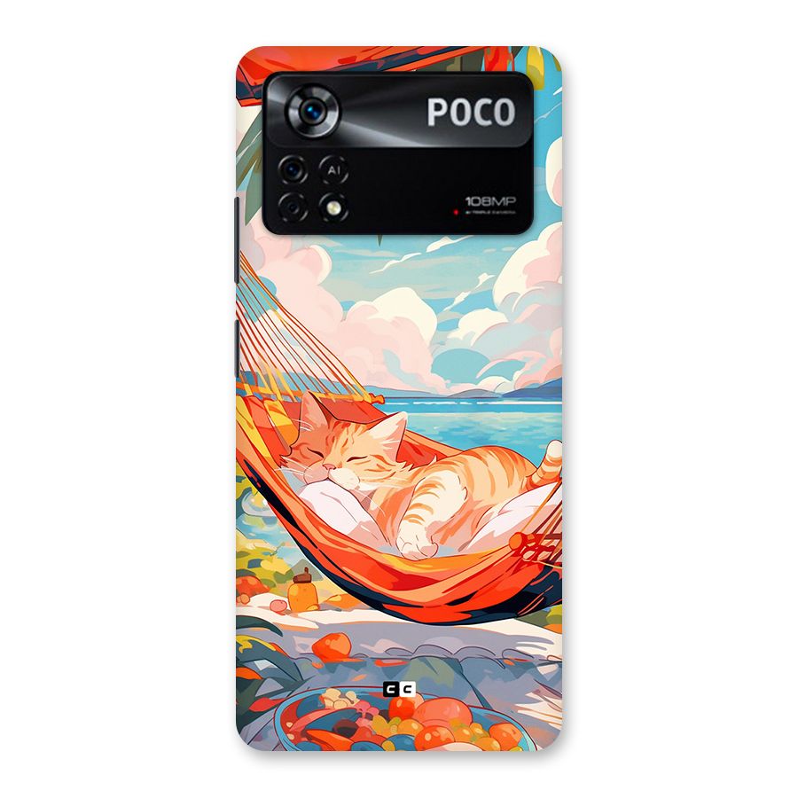 Cute Cat On Beach Back Case for Poco X4 Pro 5G