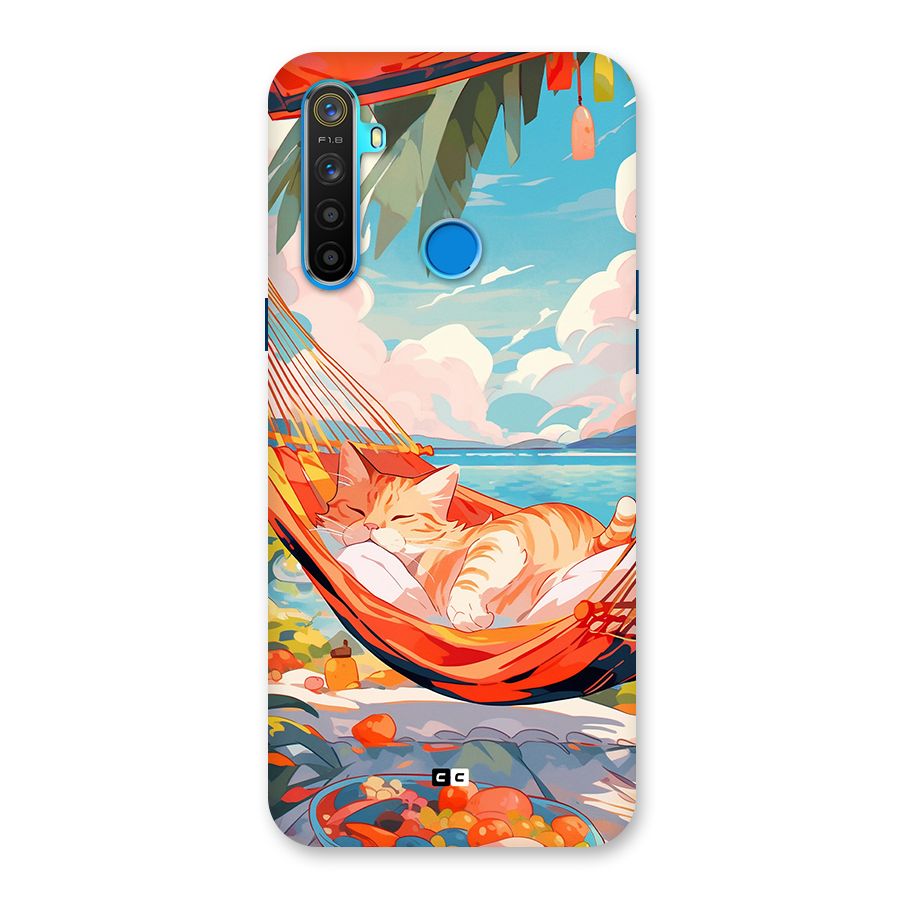 Cute Cat On Beach Back Case for Realme 5